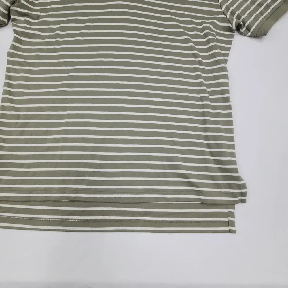 Polo Ralph Lauren men's short-sleeved polo shirt Green White Stripe Cotton L